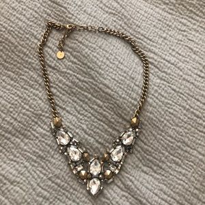 Stella and Dot gold and crystal statement necklace